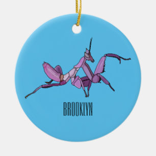 Orchid mantis cartoon illustration ceramic ornament