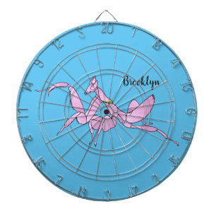 Orchid mantis cartoon illustration dartboard