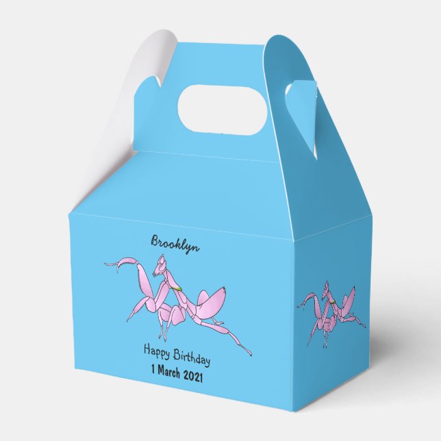 Orchid mantis cartoon illustration  favor box (Front Side)