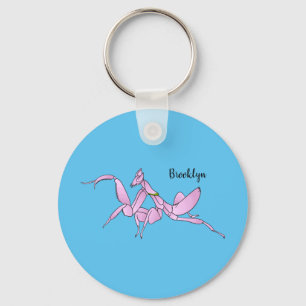 Orchid mantis cartoon illustration keychain