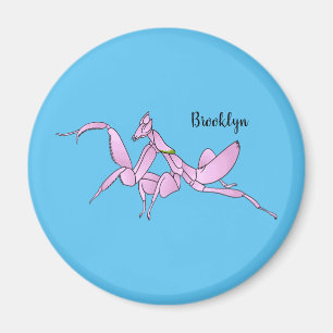 Orchid mantis cartoon illustration magnet