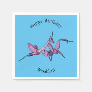 Orchid mantis cartoon illustration napkin