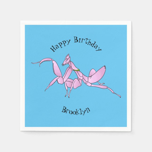 Orchid mantis cartoon illustration napkin (Front)