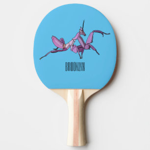 Orchid mantis cartoon illustration ping pong paddle
