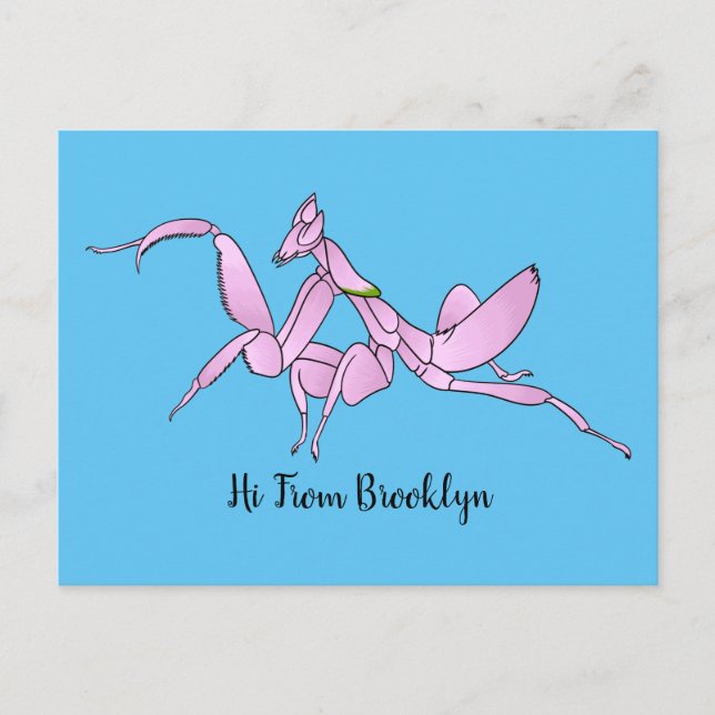 Orchid mantis cartoon illustration  postcard (Front)