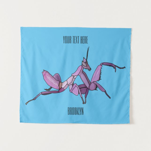 Orchid mantis cartoon illustration tapestry (Front (Horizontal))
