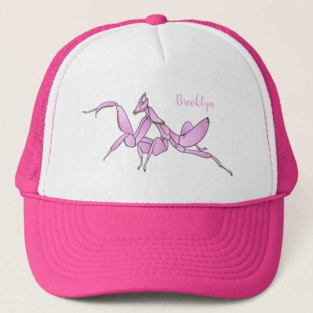 Orchid mantis cartoon illustration trucker hat (Front)