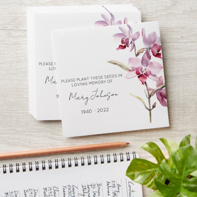 Orchid Memorial Funeral Seed Envelope (Stacked)