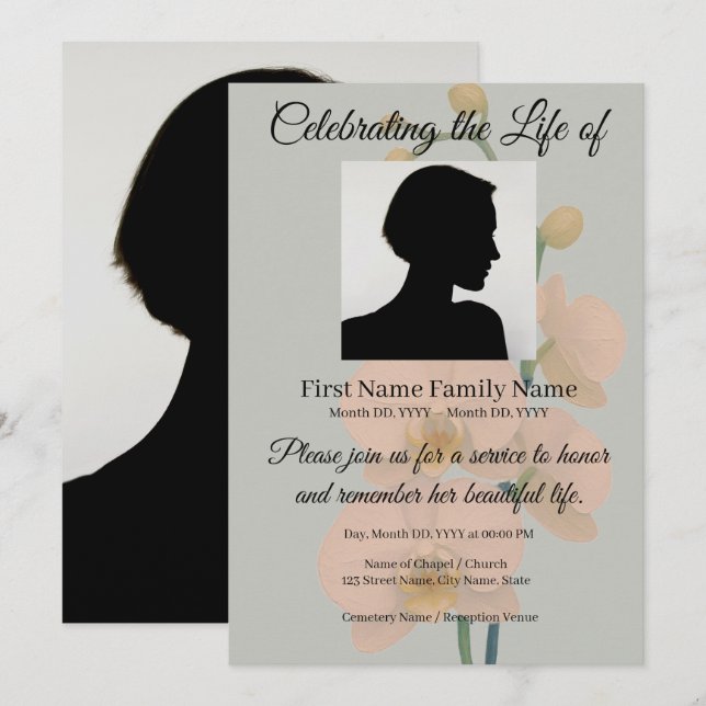 Orchid memorial invitation  (Front/Back)