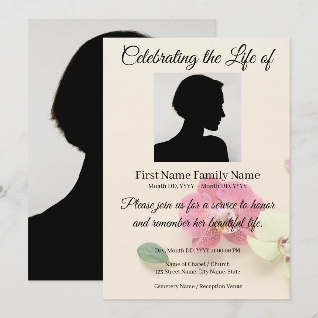 Orchid memorial invitation (Front/Back)