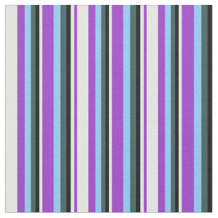 Orchid, Mint Cream, Black, Slate Gray & Sky Blue Fabric