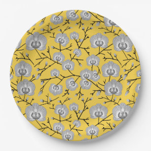 Orchid mustard pattern paper plate