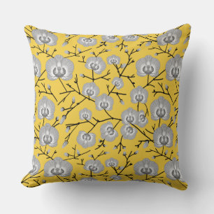 Orchid mustard pattern throw pillow