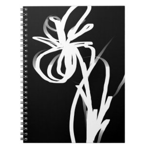 Orchid Noir: Abstract Black and White Notebook