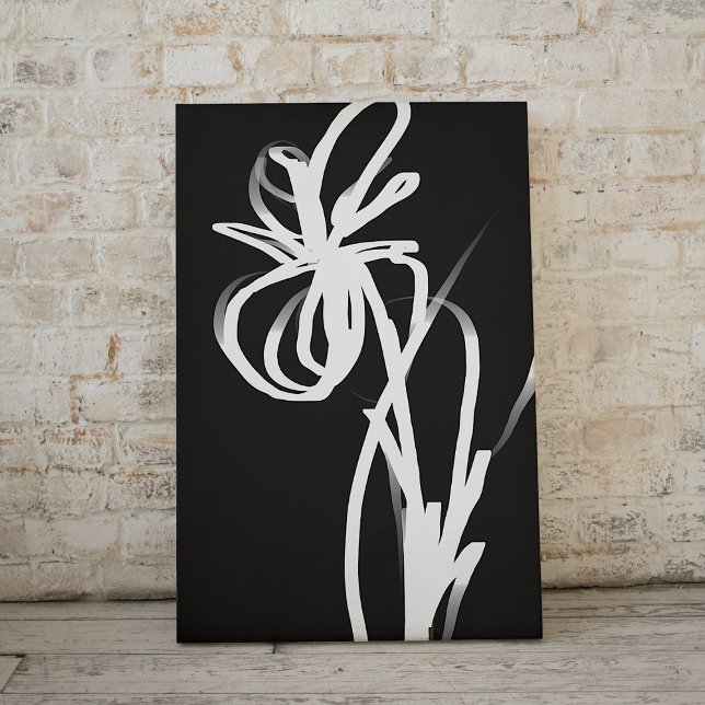 Orchid Noir: Abstract Black & White Canvas Print (Creator Uploaded)