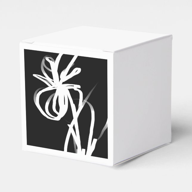 Orchid Noir: Abstract Black & White Favor Box (Front Side)