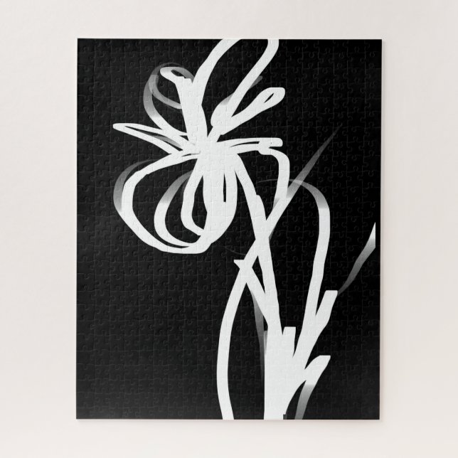 Orchid Noir: Abstract Black & White Jigsaw Puzzle (Vertical)