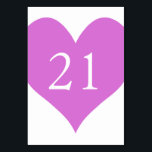 Orchid Numbered Heart Table Number<br><div class="desc">Simple cute heart shape in orchid purple with white table number for your wedding.</div>