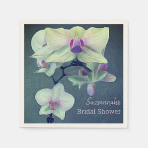 Orchid On Blue Custom Bridal Shower Napkin