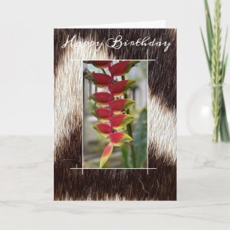 ORCHID ON ZEBRA PHOTO FLORAL HAPPY BIRTHDAY CARD
