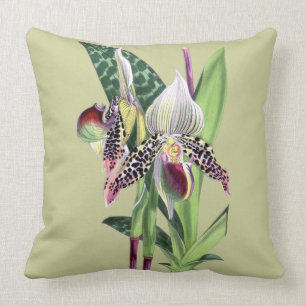 ORCHID (Paphiopedilum Argus) Throw Pillow