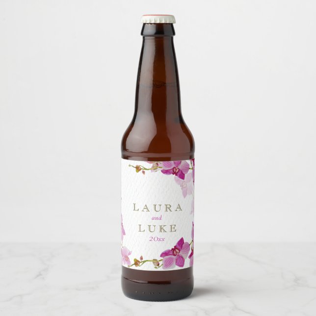 Orchid Paradise, Floral Beer Bottle Label (Front)