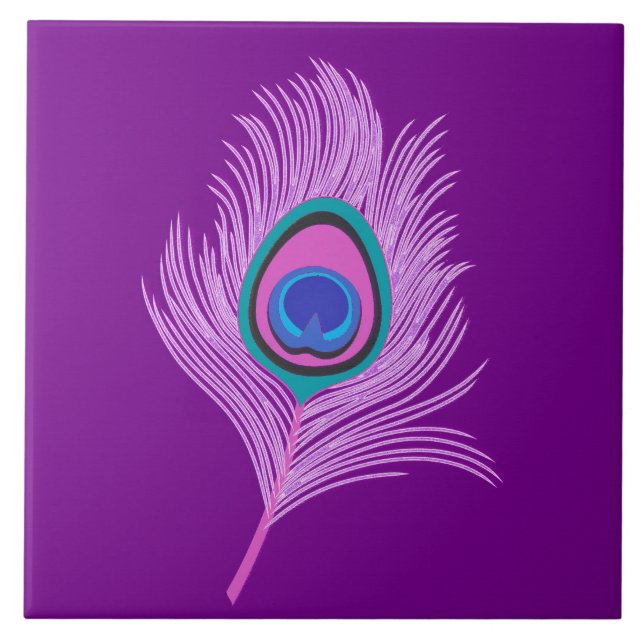 Orchid Peacock Feather on Amethyst Purple Tile (Front)