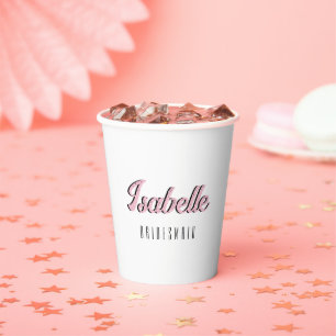 Orchid Pink 3D Funny Name Bridesmaid Paper Cups