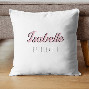 Orchid Pink 3D Funny Name Bridesmaid Throw Pillow