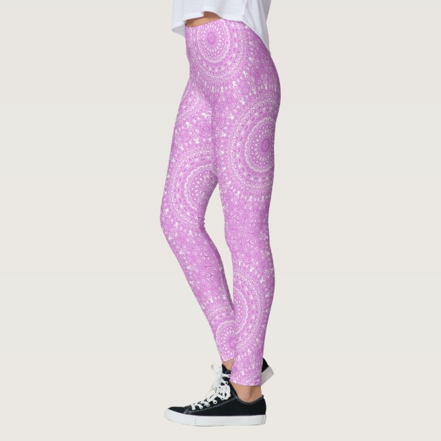Orchid Pink Mandala Pattern Leggings (Left)