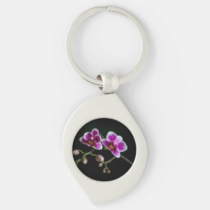 Orchid pink white colour on black pale gentle  keychain