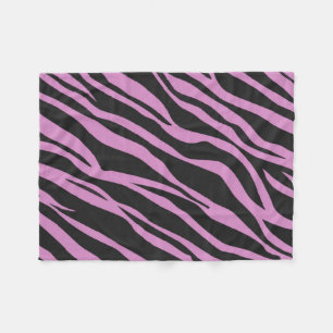 Orchid Pink Zebra Striped Fleece Blanket
