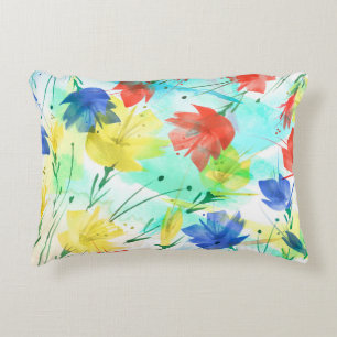 Orchid Poppy Peony Fashion Bouquet Accent Pillow