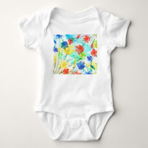 Orchid Poppy Peony Fashion Bouquet Baby Bodysuit