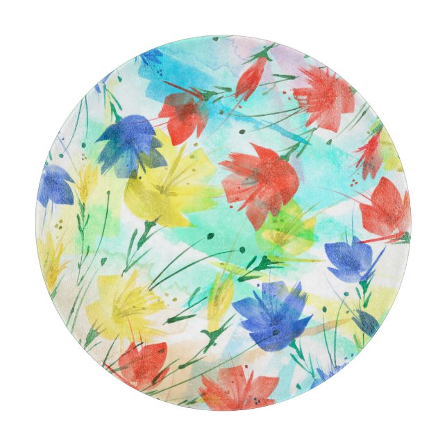 Orchid Poppy Peony Fashion Bouquet Cutting Board (Front)