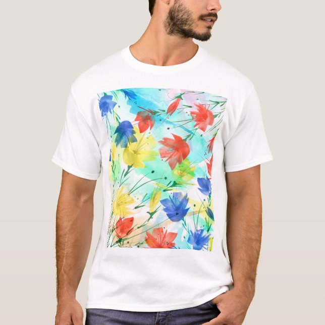 Orchid Poppy Peony Fashion Bouquet T-Shirt (Front)