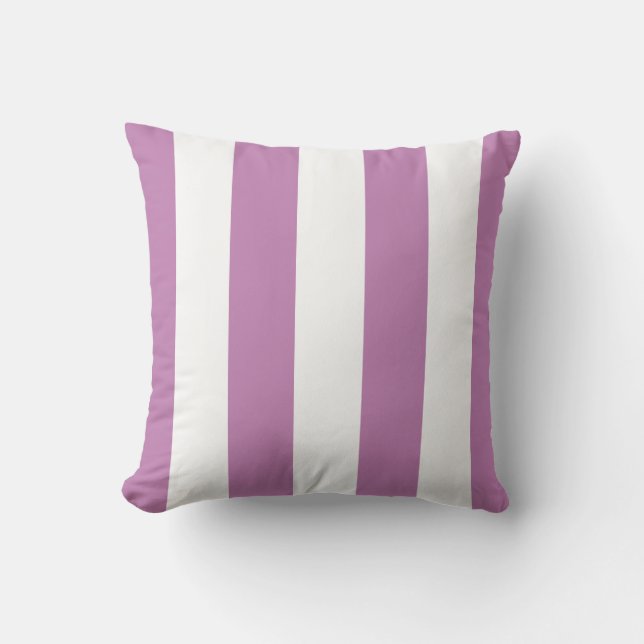 Orchid Purple and White Stripe Pillow (Front)