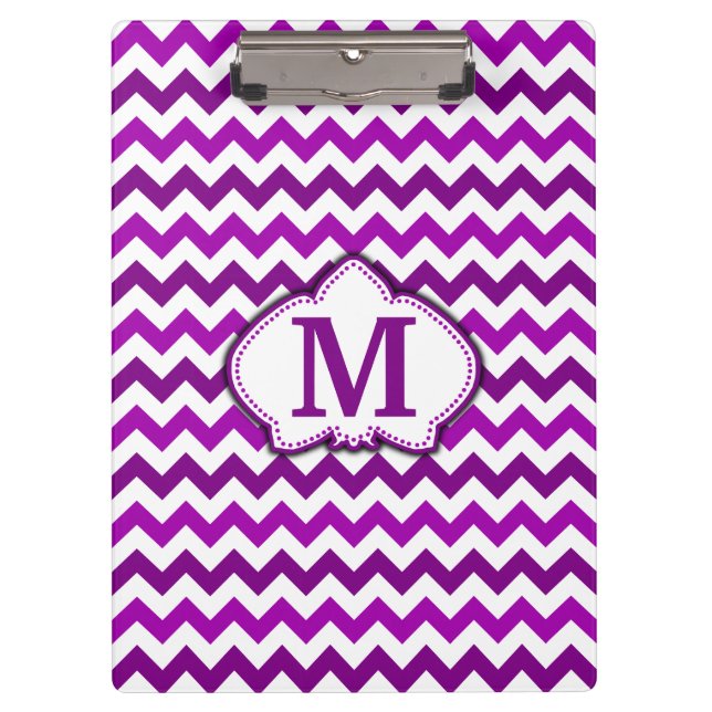 Orchid Purple Chevron Personalized Monogram Clipboard (Front)