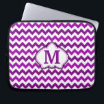 Orchid Purple Chevron Personalized Monogram Laptop Sleeve<br><div class="desc">This trendy, girly design features a bright, colourful orchid - purple chevron pattern in two alternating shades of fuchsia / purple on a white background. It has a flower - shaped outlined space where you can add your monogram / initial in purple to personalize. It's a very pretty, chic, stylish...</div>