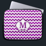 Orchid Purple Chevron Personalized Monogram Laptop Sleeve<br><div class="desc">This trendy, girly design features a bright, colourful orchid - purple chevron pattern in two alternating shades of fuchsia / purple on a white background. It has a flower - shaped outlined space where you can add your monogram / initial in purple to personalize. It's a very pretty, chic, stylish...</div>