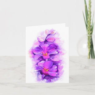 Orchid purple floral watercolor thank you card
