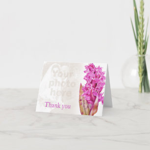Orchid purple pink wedding photo thank you card