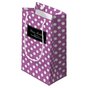 Orchid Purple Polka Dots Personalized Small Gift Bag