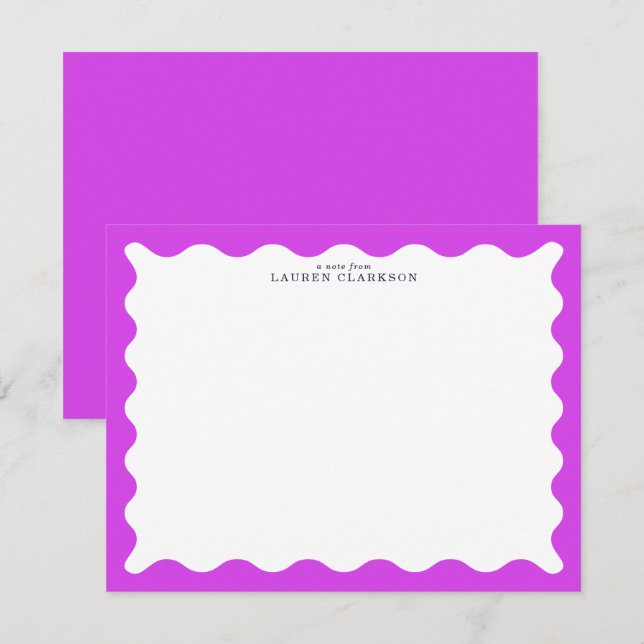 Orchid Purple Wavy Frame Note Card (Front/Back)