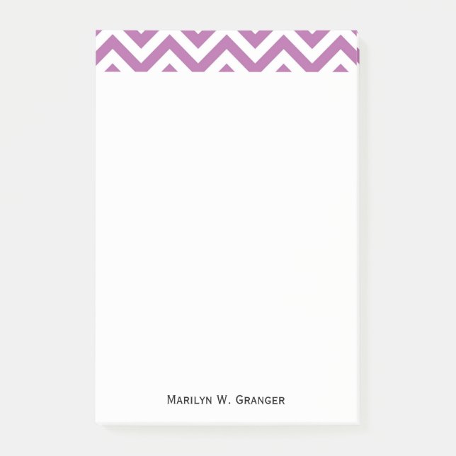 Orchid Purple White Large Chevron ZigZag Pattern Post-it Notes (Front)