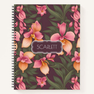 Orchid Retro Colourful Personalized Pattern Notebook