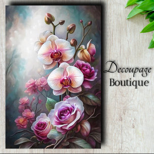 Orchid Rose Dream Decoupage Tissue Paper