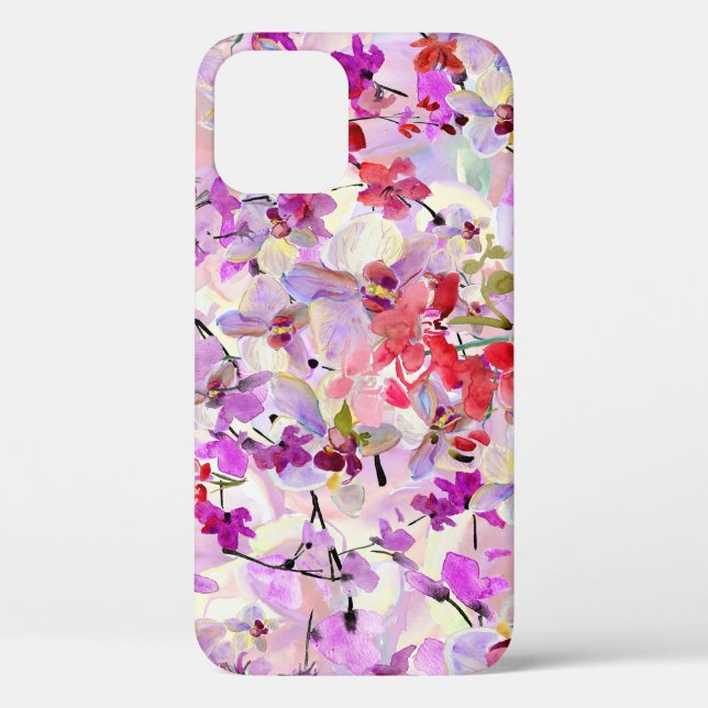 Orchid-Sakura Watercolor Backgrounds Case-Mate iPhone Case (Back)