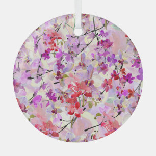 Orchid-Sakura Watercolor Backgrounds Glass Ornament