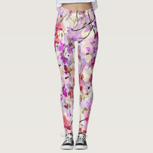 Orchid-Sakura Watercolor Backgrounds Leggings